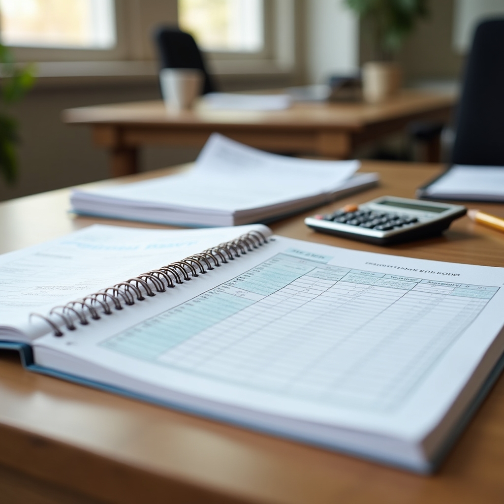 Materiały edukacyjne do kursu podstaw finansów osobistych rozłożone na stole